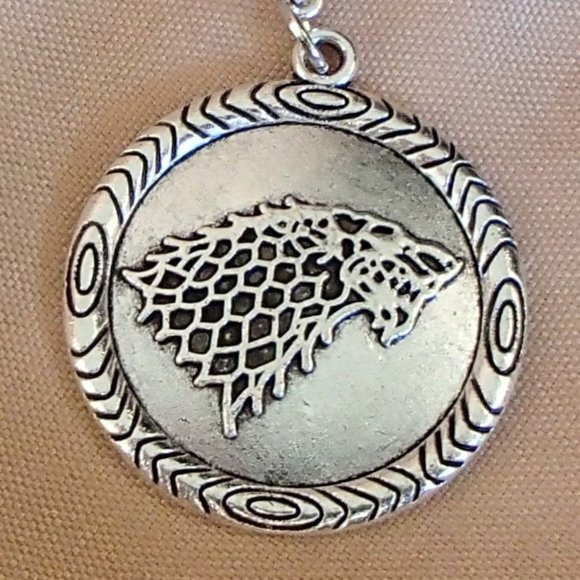 GOT Adjustable Convertible Necklace Earrings Zipper Pull Stark Dire Wolf Winter - Picture 7 of 7
